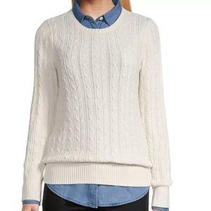 St. John's Bay | Women's Ivory White Crew Neck Long Sleeve Pullover Sweater 0X